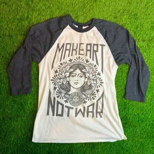 OBEY Zumiez Make Art Not War Baseball Tee Hipster S Skater Graffiti Streetwear T